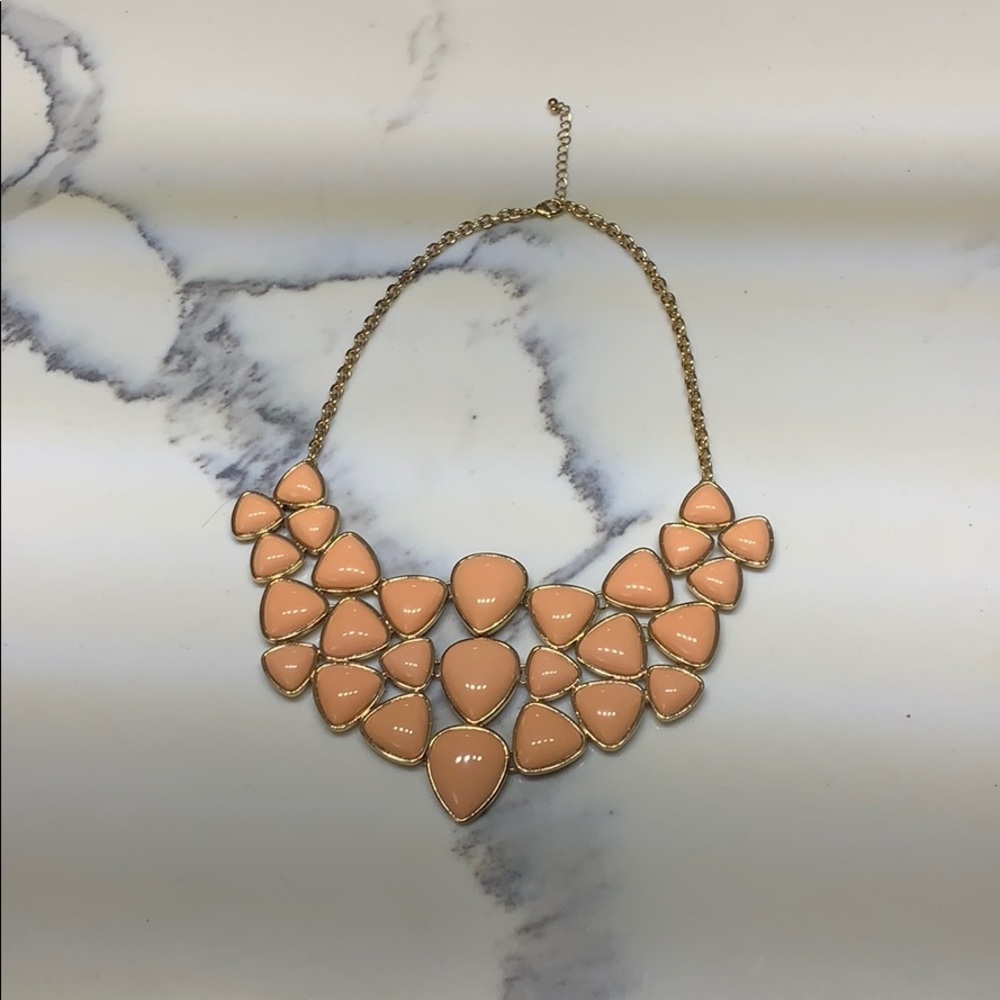 Blush and Gold Tone Statement Collar Necklace